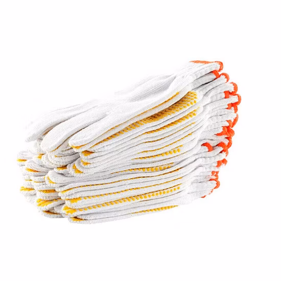 Guantes de trabajo de mano de algodón blanco de seguridad de jardinería de protección laboral de punto baratos de alta calidad para hombres y mujeres