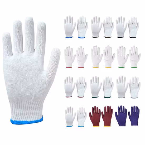 Guantes industriales/de construcción de calibre 7/10 al por mayor de China Guantes de trabajo de seguridad tejidos de algodón blanco
