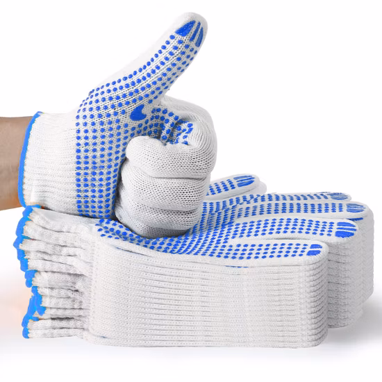 Venta al por mayor de China PVC punteado/puntos seguridad/trabajo/guante de trabajo Industrial/construcción/guantes de trabajo Guantes tejidos de algodón